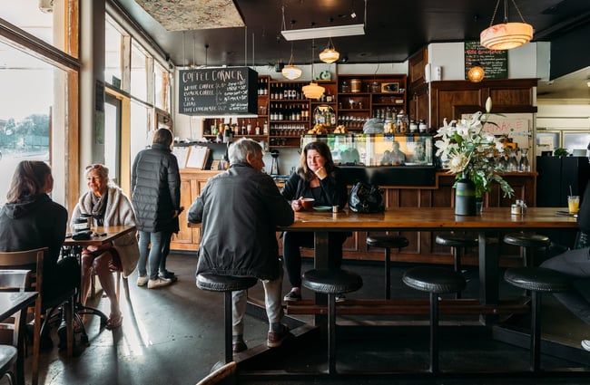 Locals gathering inside Raumati Social Club